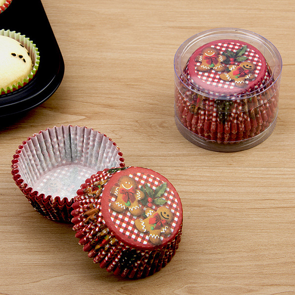 

PandaHall Paper Baking Cups, Fluted Cupcake Liner, Christmas Theme, Bakeware Accessoires, Column, Gingerbread Man Pattern, 75x35mm, about...