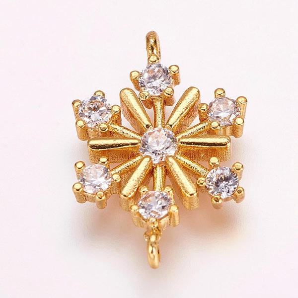 

PandaHall Brass Micro Pave Cubic Zirconia Links, Snowflake, Golden, 19x12.5x2.5mm, Hole: 1mm Brass+Cubic Zirconia Snowflake