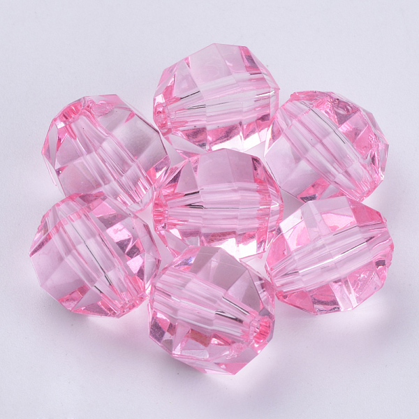 

PandaHall Transparent Acrylic Beads, Faceted, Round, Pink, 6x5.5mm, Hole: 1.3mm, about 4500pcs/500g Acrylic Round Pink
