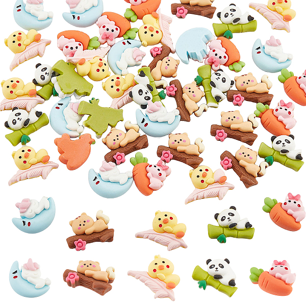 

PandaHall 50 Pcs Animal Resin Cabochons, 5 Styles Cartoon Resin Cabochons Charm Flatback Resin Decor Small Animal Slime Charm Set for DIY..., Multicolor