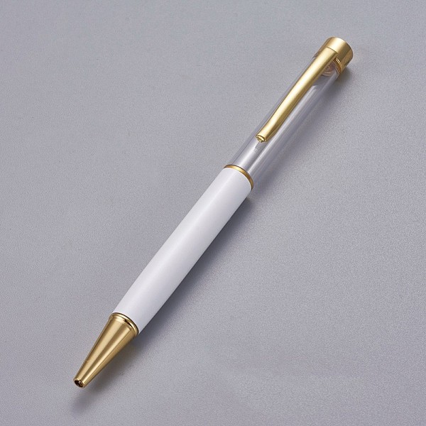 

PandaHall Creative Empty Tube Ballpoint Pens, with Black Ink Pen Refill Inside, for DIY Glitter Epoxy Resin Crystal Ballpoint Pen Herbarium..., White
