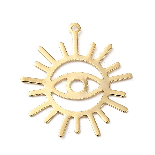 

PandaHall Brass Pendants, Sun with Eye, Real 24K Gold Plated, 25x23x0.3mm, Hole: 1.2mm Brass Sun