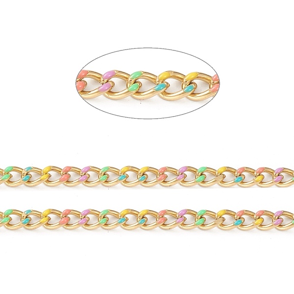 

PandaHall Handmade 304 Stainless Steel Enamel Curb Chains,Golden, with Spool, Unwelded, Long-Lasting Plated, Oval, Colorful, 5x4x1.5mm...