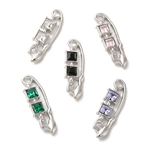 

PandaHall Alloy Pendant, with Glass, Platinum, Lead Free & Cadmium Free, Safety Pin Charm, Mixed Color, 35x10.5x4mm, Hole: 3mm Alloy+Glass..., Multicolor