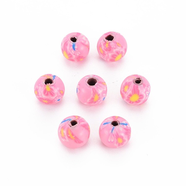 

PandaHall Handmade Polymer Clay Beads, for DIY Jewelry Crafts Supplies, Round, Pink, 8~9x8mm, Hole: 1.8mm Polymer Clay Round Pink