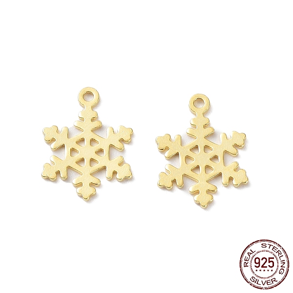 

PandaHall 925 Sterling Silver Charms, Snowflake Charm, Real 18K Gold Plated, 11.5x8x0.6mm, Hole: 0.9mm Sterling Silver Snowflake