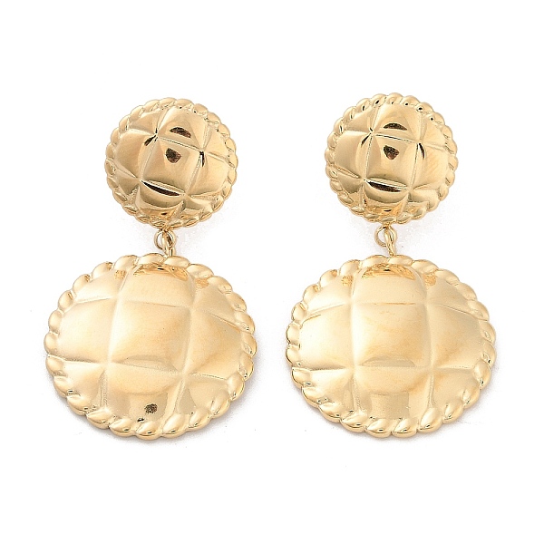 

PandaHall 304 Stainless Steel Dangle Stud Earrings, Flat Round, Real 14K Gold Plated, 40.5x22mm 304 Stainless Steel Flat Round