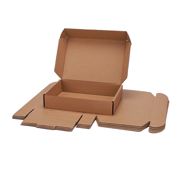 PandaHall Kraft Paper Folding Box, Corrugated Board Box, Postal Box, Tan, 20x14x4cm Paper Rectangle Orange
