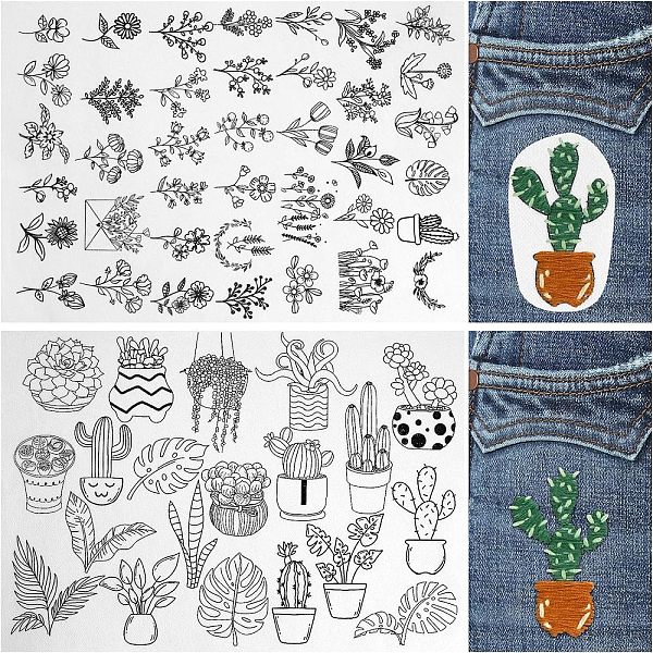 

PandaHall Bohemian Style Water Soluble Fabric, Wash Away Embroidery Stabilizer, Cactus, 297x210mm, 2 sheets/set Paper Cactus