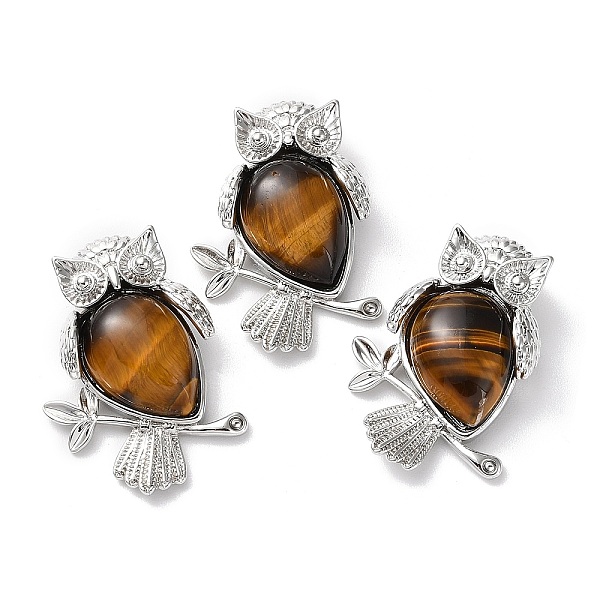 

PandaHall Natural Tiger Eye Teardrop Pendant Rhinestone Settings, Rack Plating Platinum Plated Brass Owl Charms, Long-Lasting Plated, Fit...