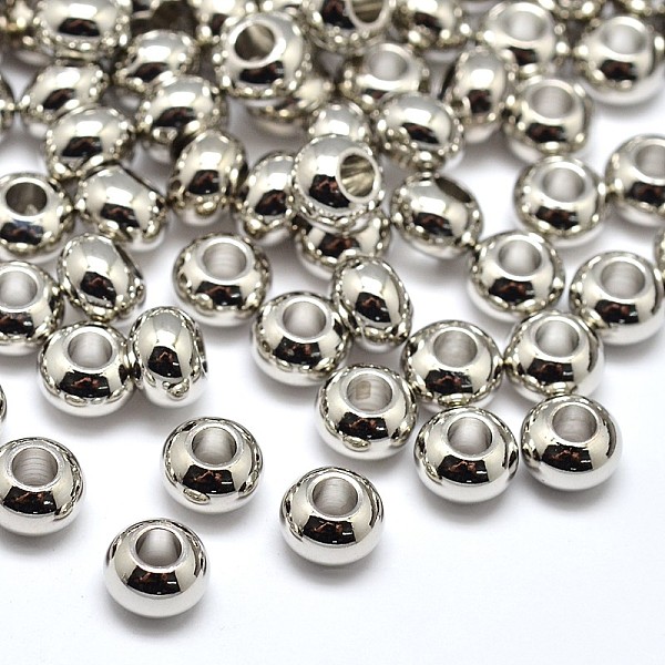 

PandaHall Brass Flat Round Spacer Beads, Platinum, 6x4mm, Hole: 2mm Brass Flat Round