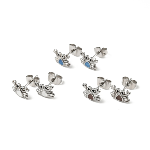 

PandaHall Enamel Crab Stud Earrings with 316 Surgical Stainless Steel Pins, Stainless Steel Color Plated 304 Stainless Steel Jewelry for..., Multicolor