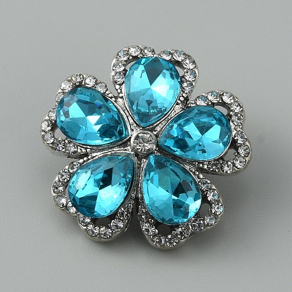 

PandaHall Alloy Rhinestone Snap Button, Jewelry Buttons, Flower, Antique Silver, 22x22.5x10mm, Knob: 5mm Alloy+Rhinestone Flower