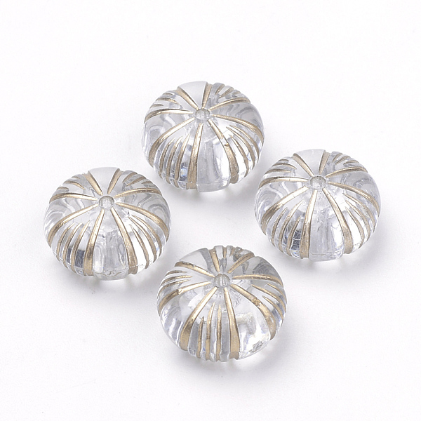

PandaHall Plating Transparent Acrylic Beads, Golden Metal Enlaced, Rondelle/Pumpkin, Clear, 12x7mm, Hole: 1mm Acrylic Rondelle Clear