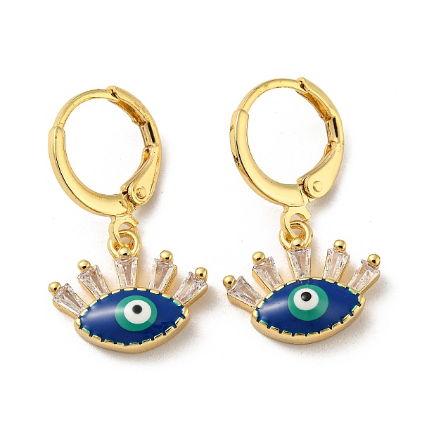

PandaHall Real 18K Gold Plated Brass Dangle Leverback Earrings, with Enamel and Glass, Evil Eye, Medium Blue, 23x11.5mm Cubic Zirconia Evil...