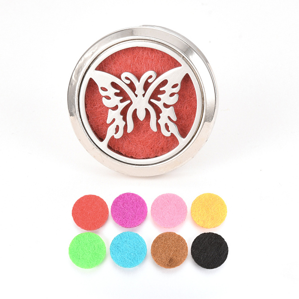 

PandaHall Alloy Car Diffuser Locket Clips, with Butterfly 304 Stainless Steel Findings and Random Single Color Non-Woven Fabric Cabochons..., Multicolor