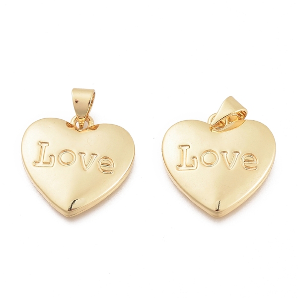 

PandaHall Brass Pendants, for Valentine's Day, with Jump Ring, Heart with Word Love, Golden, 18x18x3mm, Hole: 3x4mm Brass Heart Gold