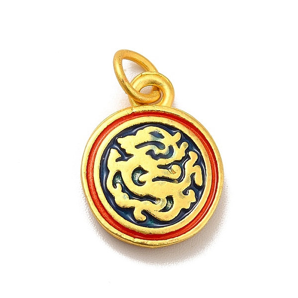 

PandaHall Rack Plating Alloy Enamel Pendants, Cadmium Free & Lead Free, with Jump Ring, Matte Gold Color, Flat Round, Matte Gold Color..., Red