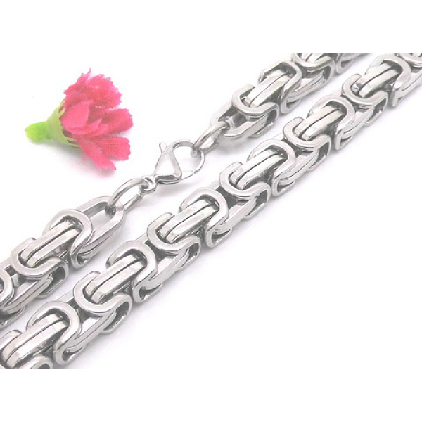 

PandaHall 201 Stainless Steel Byzantine Chain Necklaces, with Lobster Claw Clasps, 21.65 inch(55cm), 8x8.5mm 201 Stainless Steel