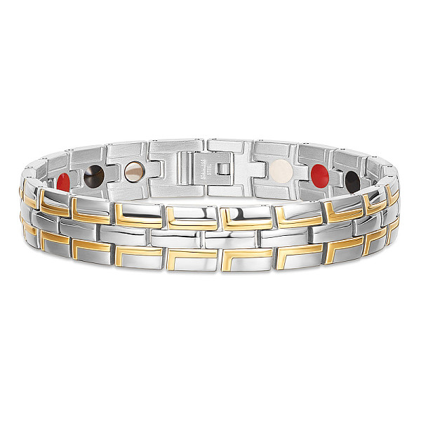

PandaHall SHEGRACE Stainless Steel Watch Band Bracelets, Real 18K Gold Plated & Stainless Steel Color, 8-5/8 inch(22cm) Stainless Steel