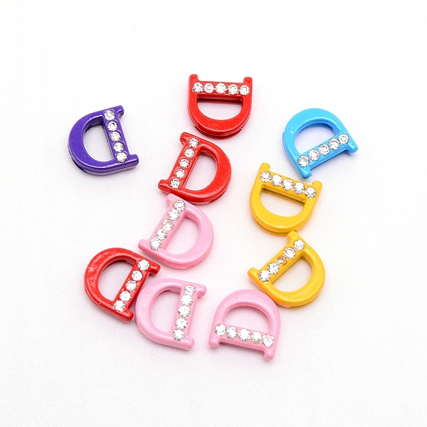 

PandaHall Rhinestone Slide Letter Charms, Alloy Intial Letter Beads, Spray Painted, Letter.D, D: 11.5x11.5x4.5mm, Hole: 1.5x8mm..., Multicolor