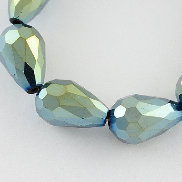 

PandaHall Electroplate Glass Bead Strands, Faceted, teardrop, Green Plated, 12x8mm, Hole: 1mm, about 60pcs/strand, 27.5 inch Glass Teardrop