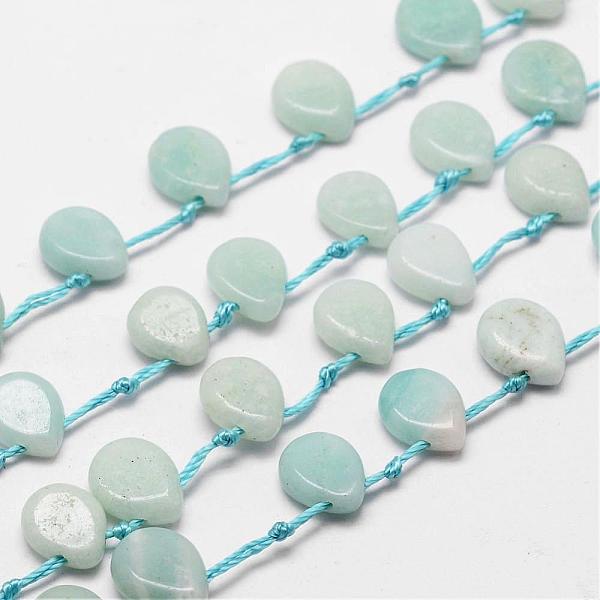 

PandaHall Natural Flower Amazonite Beads Strands, Top Drilled Beads, Teardrop, 10x8x3mm, Hole: 1mm, about 28pcs/strand, 16.5 inch Flower...