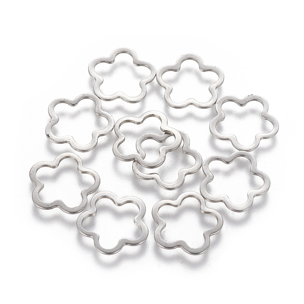 

PandaHall 201 Stainless Steel Linking Rings, Flower, Stainless Steel Color, 14.5mm, Hole: 0.5mm 201 Stainless Steel Flower