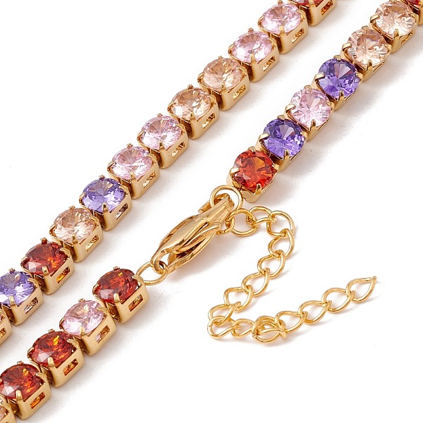 

PandaHall Classic Cubic Zirconia Tennis Necklace, Vacuum Plating 304 Stainless Steel Jewelry for Women, Golden, Colorful, 16.65 inch(42.3cm)...