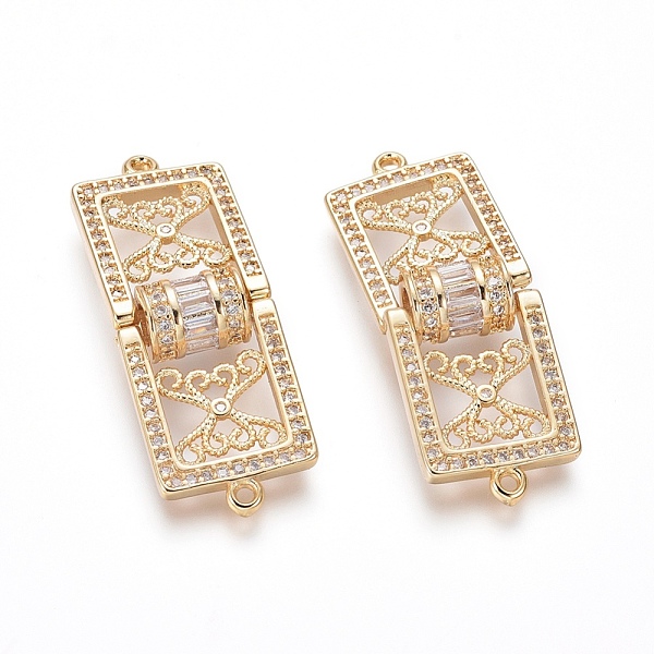 

PandaHall Brass Micro Pave Cubic Zirconia Links connectors, Rectangle, Golden, Clear, 36x13x2mm, Hole: 1.2mm Brass+Cubic Zirconia Rectangle...