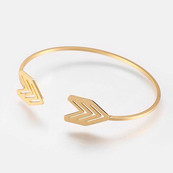 

PandaHall Brass Cuff Bangle, Real 18K Gold Plated, 2 inchx2-3/8 inch(51x62mm) Brass