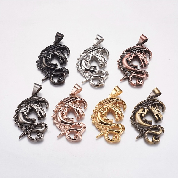 

PandaHall 304 Stainless Steel Pendants, Dragon, Mixed Color, 49x33x5mm, Hole: 7x9mm 304 Stainless Steel Dragon Multicolor