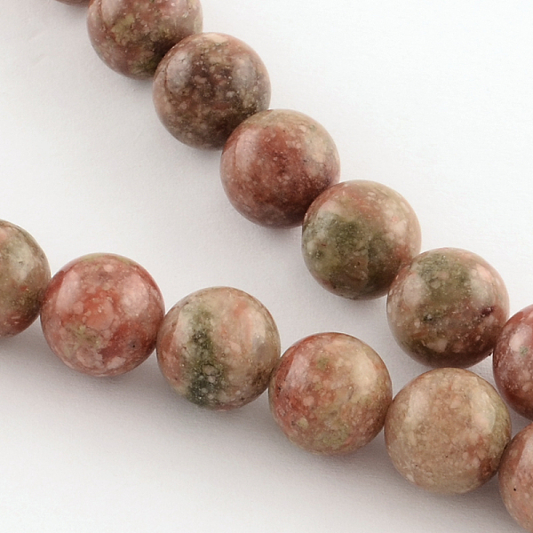 Natural Unakite Gemstone Round Bead Strands