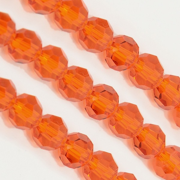 

PandaHall Glass Beads Strands, Faceted(32 Facets), Round, Dark Orange, 8mm, Hole: 1.5mm, about 66~67pcs/strand, 15.12 inch~15.35 inch...