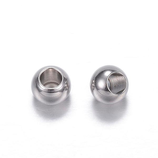 

PandaHall 201 Stainless Steel Beads, Round, Stainless Steel Color, 6x5mm, Hole: 3mm 201 Stainless Steel Round