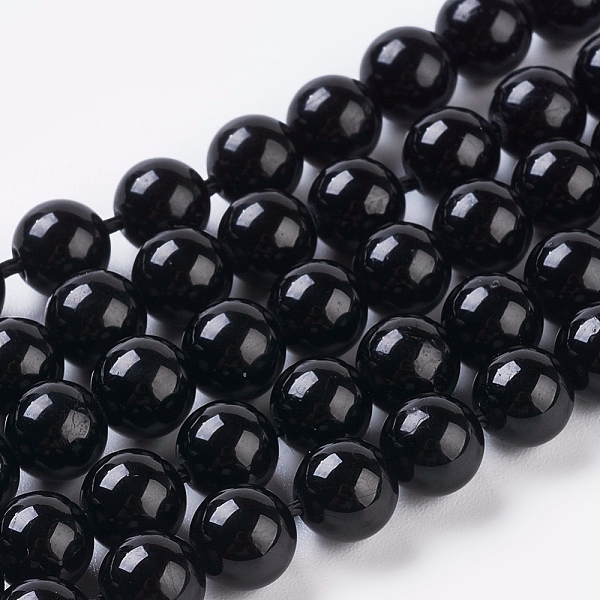 

PandaHall Natural Tourmaline Beads Strands, Round, Black, 6mm, Hole: 1mm, about 32pcs/strand, 7.8 inch Tourmaline Round Black
