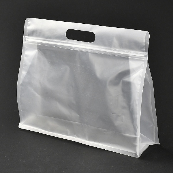 

PandaHall Transparent Plastic Zip Lock Bag, Plastic Stand up Pouch, Resealable Bags, with Handle, Clear, 23x30x0.08cm Plastic Clear