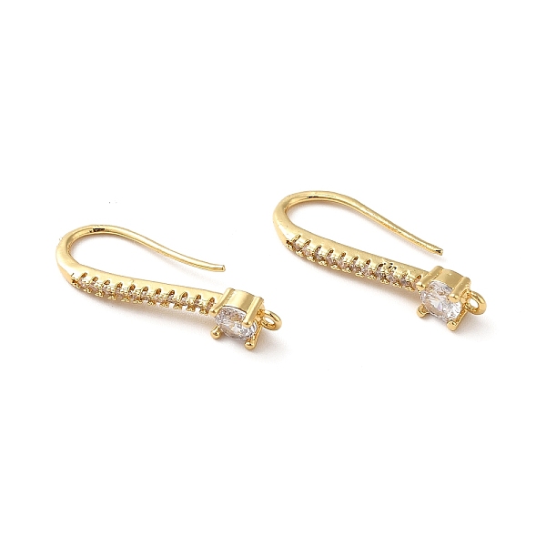 

PandaHall Brass Micro Pave Clear Cubic Zirconia Earring Hooks, Ear Wire, with Loops, Real 18K Gold Plated, 23.8x8.5x4mm, Hole: 1mm, 19 Gauge...