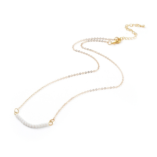 

PandaHall Pendant Necklaces, with Faceted Rondelle Glass Beads, Real 18K Gold Plated Brass Cable Chains and Lobster Claw Clasps, White...