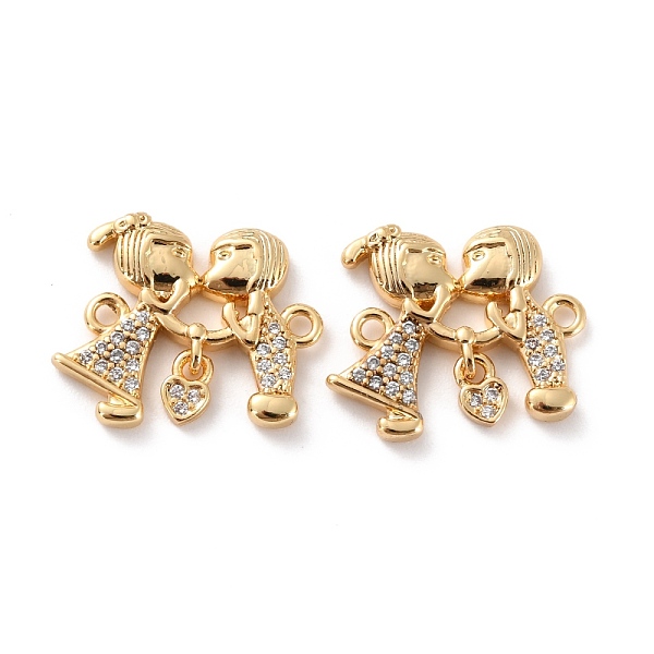 

PandaHall Brass Micro Pave Clear Cubic Zirconia Links Connectors, Long-Lasting Plated, Couples, Real 18K Gold Plated, 16.5x19.5x2.5mm, Hole...