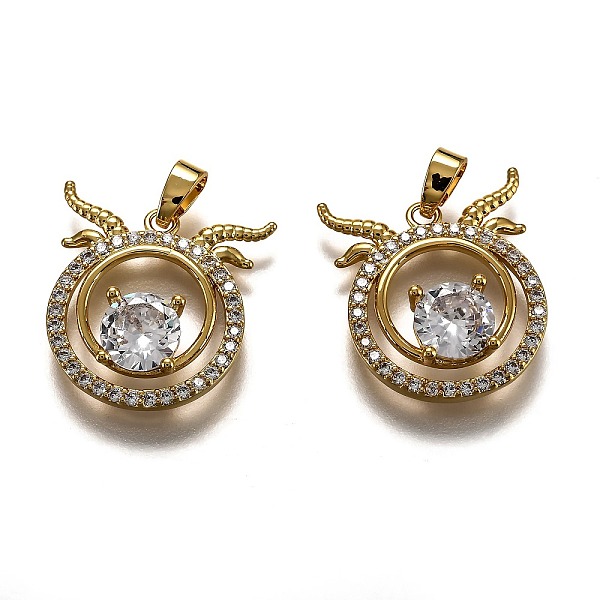 

PandaHall Brass Clear Cubic Zirconia Constellation Charms, Long-Lasting Plated, with Jump Ring, Real 18K Gold Plated, Aries, 16x22x4.5mm...