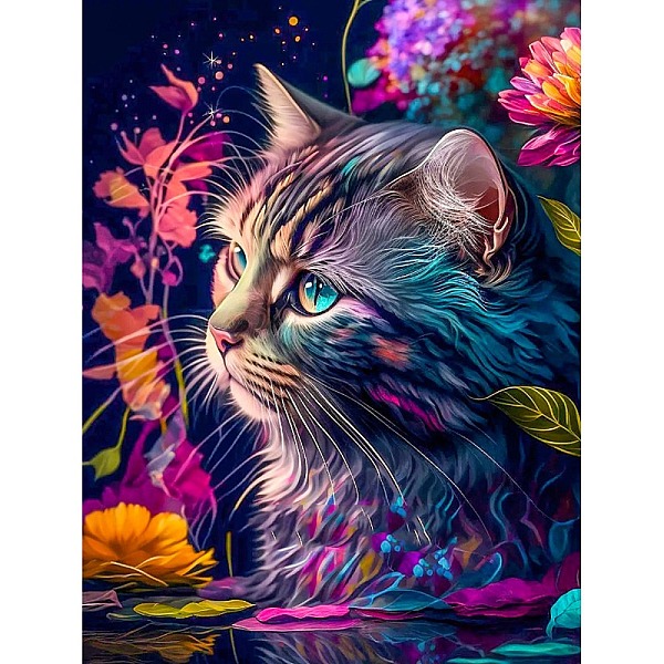 

PandaHall AB Color Flower Cat DIY Diamond Painting Kit, Including Resin Rhinestones Bag, Diamond Sticky Pen, Tray Plate and Glue Clay..., Pink