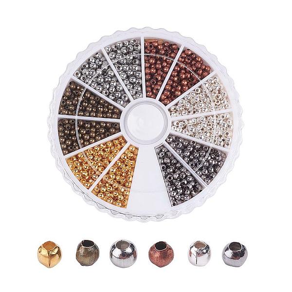 

PandaHall 1 Box Iron Spacer Beads, Round, Mixed Color, 2x2mm, Hole: 1mm, about 140pcs/compartment, 1680pcs/box Iron Round Multicolor