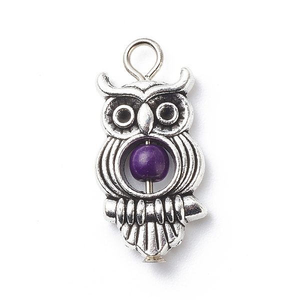 

PandaHall Antique Silver Plated Alloy Synthetic Turquoise Pendants, Dyed, Owl Pattern, 24x11.5x4mm, Hole: 2.5mm Synthetic Turquoise Owl..., Multicolor