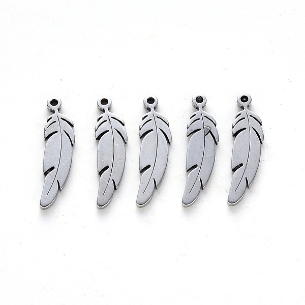 

PandaHall 201 Stainless Steel Pendants, Laser Cut, Feather, Stainless Steel Color, 17x4.5x1mm, Hole: 1mm 201 Stainless Steel Feather