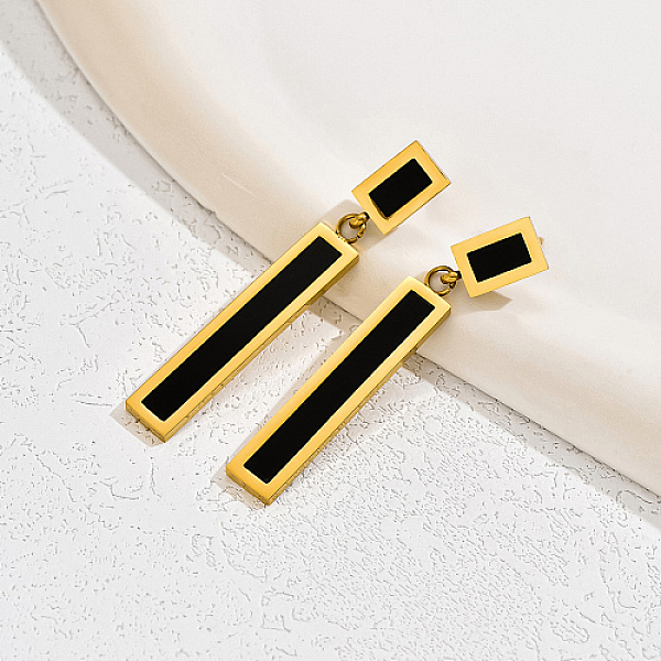 

PandaHall Stainless Steel Rectangle Dangle Stud Earrings for Women, Real 18K Gold Plated, 43x5mm Stainless Steel Rectangle
