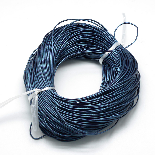 

PandaHall Spray Painted Cowhide Leather Cords, Marine Blue, 1.5mm, about 100yards/bundle(300 feet/bundle) Cowhide Round