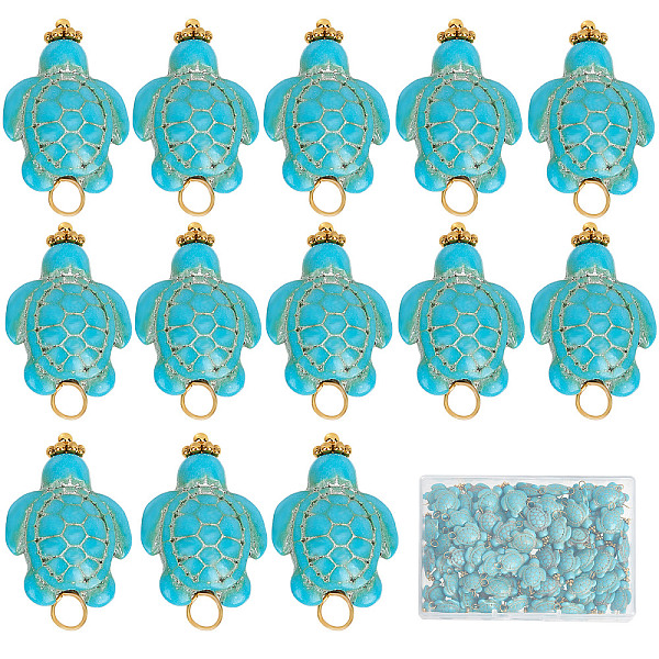 

PandaHall SUNNYCLUE 80Pcs Dyed Synthetic Turquoise Pendants, with Alloy Spacer Beads and Golden Tone Brass Ball Loops, Tortoise Charm..., Green