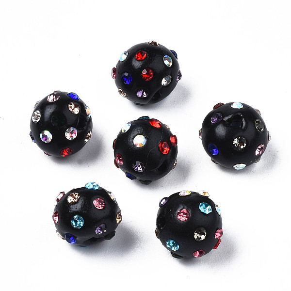 

PandaHall Polymer Clay Rhinestone Beads, Pave Disco Ball Beads, Round, Black, PP15(2.1~2.2mm), 9~10.5x9mm, Hole: 1.2mm Polymer Clay+Glass...