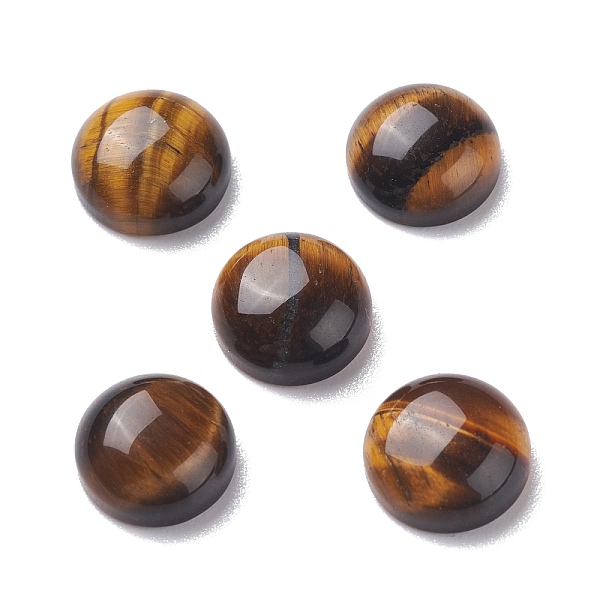 

PandaHall Gemstone Cabochon, Natural Tiger Eye, Half Round, Brown, about 10mm in diameter, 4mm thick Tiger Eye Half Round Brown